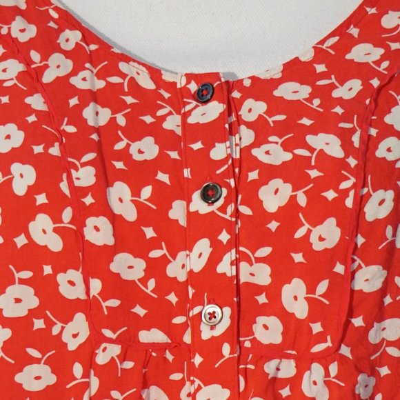 Maeve for Anthro Ardmore Swing Red & White Floral Button-Front Tank - Picture 5 of 10